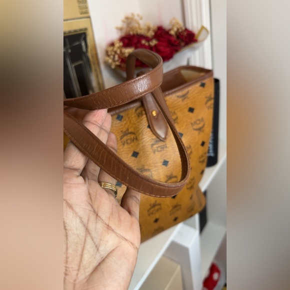 MCM Brown Tote with Blue Stripe - Picture 10 of 15